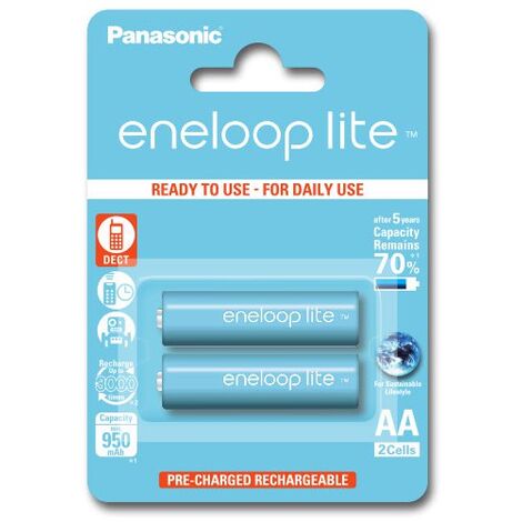 2 batteries de téléphone PANASONIC Eneloop Lite AA NI-MH 1,2V 1000mAh