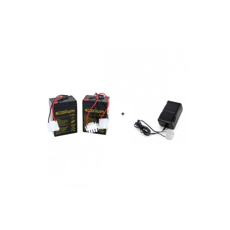 ME - 2 Batteries Plomb 6V 4AH Pour Bateaux Amorceur Pac Boat Anatec + Chargeur automatique alcs 2-24A (sans pinces)