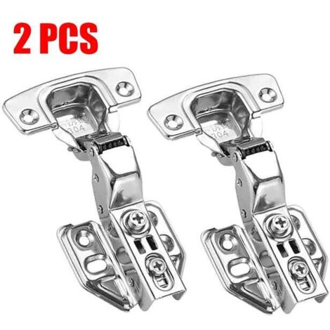 2 bisagras de acero inoxidable para puertas de armario con amortiguador hidráulico para un cierre suave y silencioso, con tornillos.