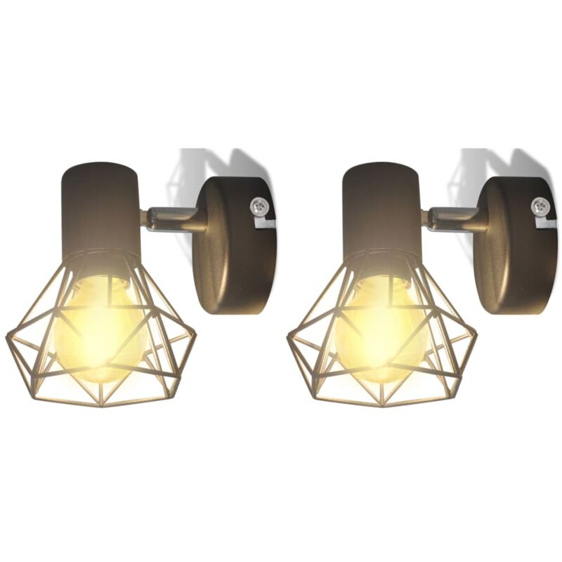 Vidaxl - 2 Black Industrial Style Wire Frame Wall Sconce with led Filament Bulb