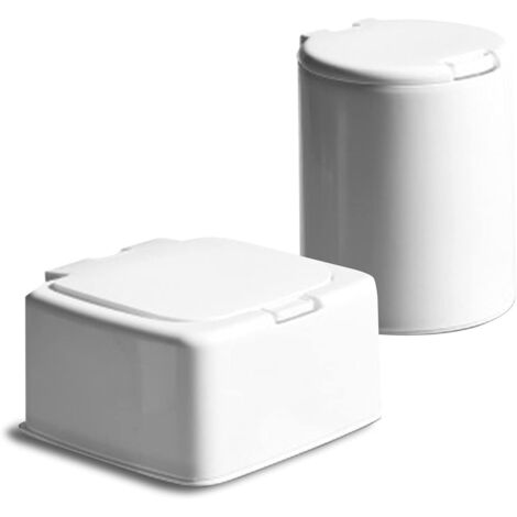 2 boîtes de rangement pour cotons-tiges, carrée et ronde