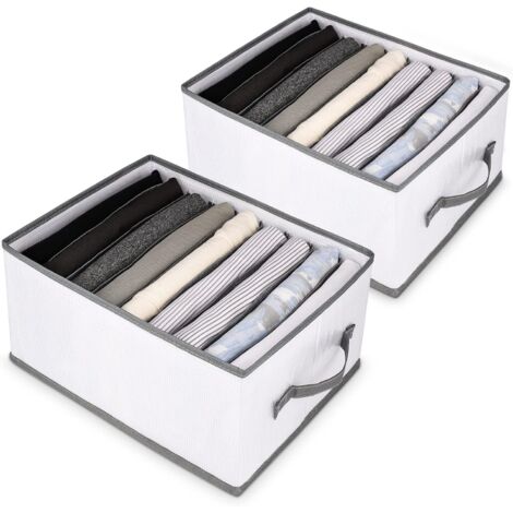 2 boîtes de rangement tiroir pliables, 9 cases, T-shirts, shorts, jupes, gris clair