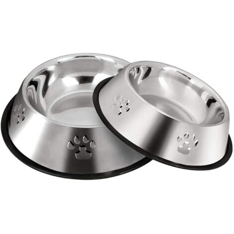 2 bols pour chien en acier inoxydable, bols pour chat avec base 15CM-Ensoleillé