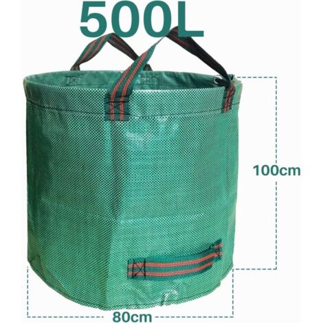 2 bolsas resistentes reutilizables para residuos de jardín de 500 litros