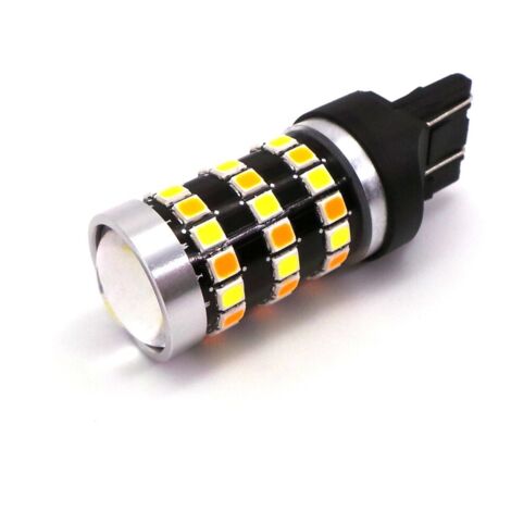 2 bombillas LED 7443, W21/5W 12V CANBUS blanco-naranja, bicolor