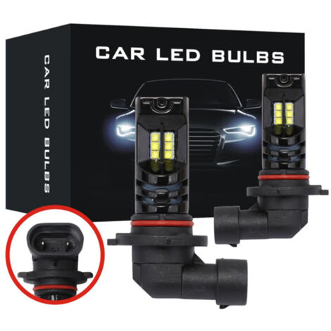 2 bombillas LED 9005/9006 HB3/HB4 para faros antiniebla, luces diurnas para coche, luz blanca de 6000k, 12V, 1200LM (H10)