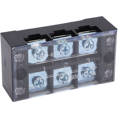 2 bornes à vis double rangée 45A 600V en laiton pour tableau électrique 3 pôles - Lot de 2 pièces (4503)