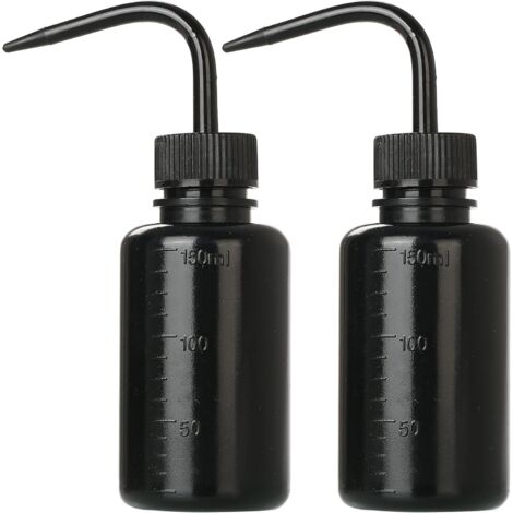 2 botellas de 150 ml con tapones curvos, ideales para regar suculentas y para usos medicinales, color negro.