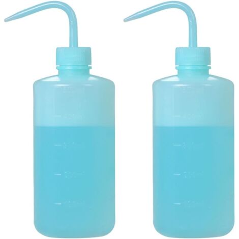 2 botellas de 500 ml con tapones curvos, ideales para regar suculentas y para uso medicinal, color azul.