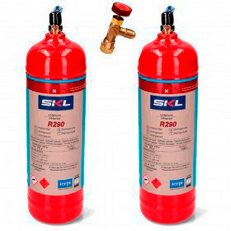 

Reporshop - 2 Botellas Gas Refrigerante R290 + Valvula 370Gr Propano