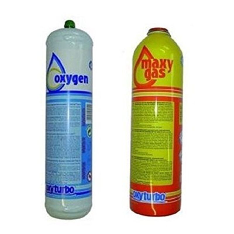 

Reporshop - 2 Botellas Oxigeno y Maxygas Turbo Set 90 Soldador Autogena Desechable