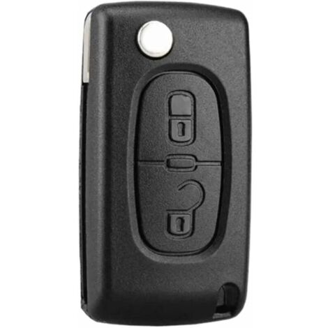 (2 botones, Ce0536) Funda compatible con 2 botones Ce0536, tapa plegable tipo libro para Peugeot 307 308 Citroen C4 C5