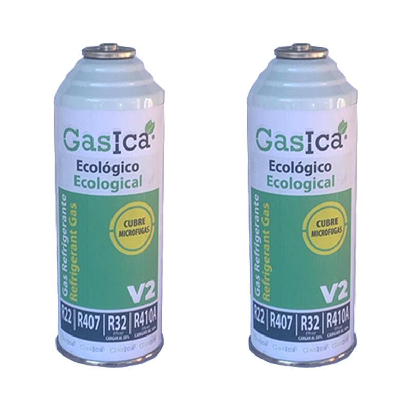 Image of Reporshop - 2 bottiglie di gas ecologico Gasica V2 226Gr Surrogate R22, R32, R407C, R410A Blocca biologica
