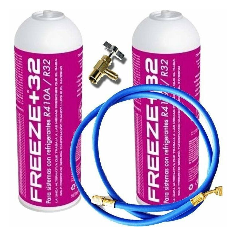 Image of 2 Fiorimento biologico del refrigerante a gas ecologico +32 350gr + valvola + tubo sostitutivo R32, R410A