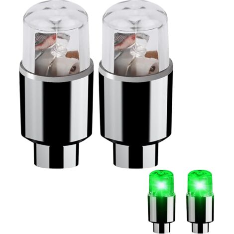 2 Bouchon Valve Pneu  Éclairage Roue vélo à Del avec système détection Intelligent  Lot 2 Lampes à Rayons vélo avec Piles incluses pour Voitures, Motos