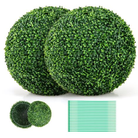 2 Boules de Buis Artificielles 50 cm Résistantes aux UV Plantes en Boules de Faux Sphères Végétales Décoratives