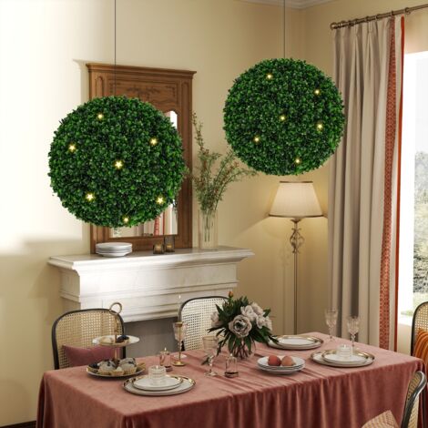 2 Boules de Buis Artificielles 52 cm Résistantes aux UV Plantes en Boules de Faux Topiaire Artificielles Décoratives pour Jardin