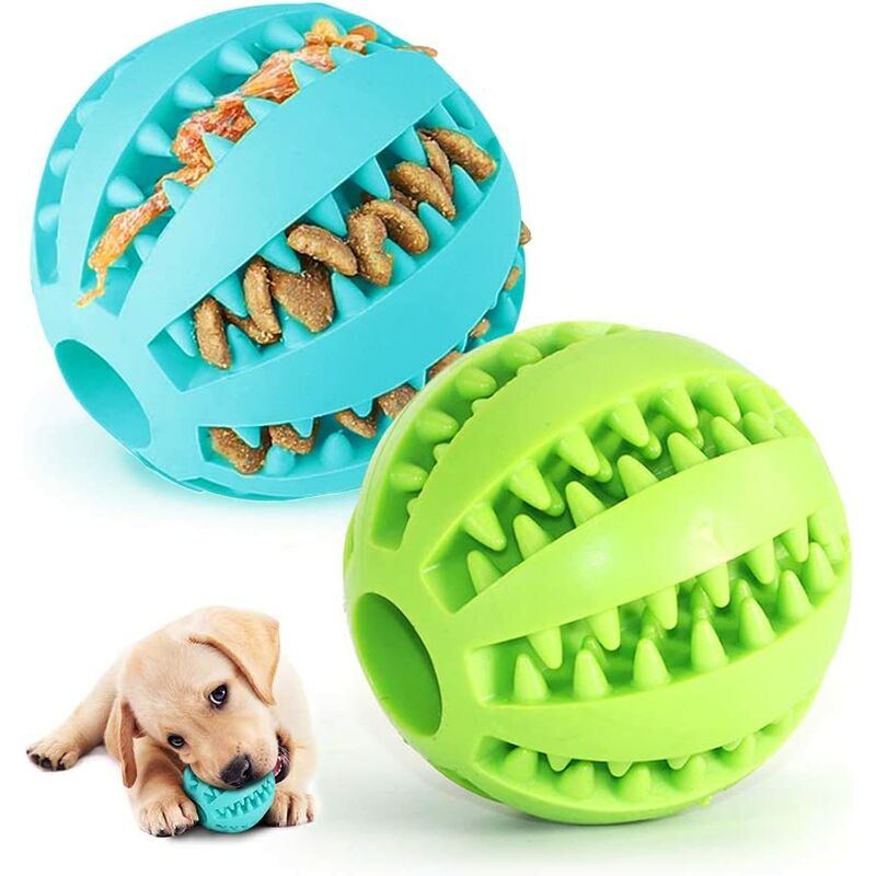 2 boules de pastèque molaires pour animaux de compagnie, boules de jouets en silicone, dents propres résistantes aux morsures et balles qui fuient,