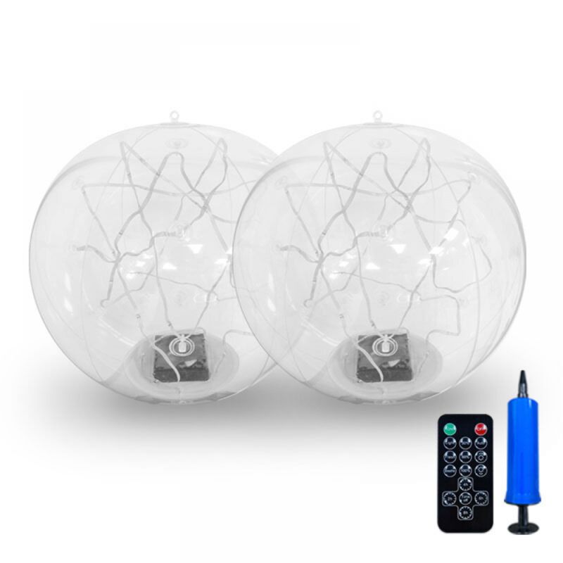 2 boules solaires flottantes IP68 Ø35 cm - Lumière blanche chaude, étanches, pour piscine, jardin, plage