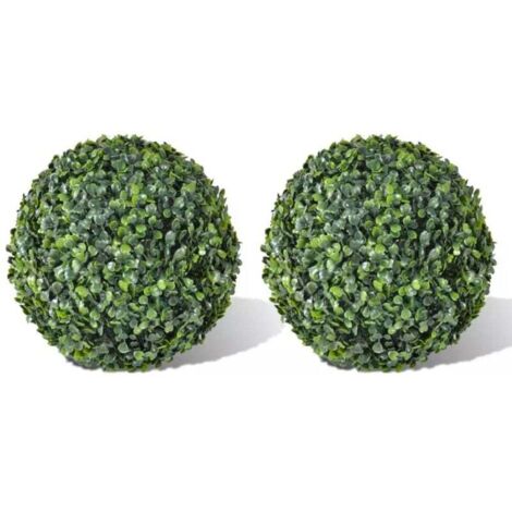 2 Boules Topiaires Artificielles Buis 35 cm Décoration Intérieure Extérieur Jardin Balcon
