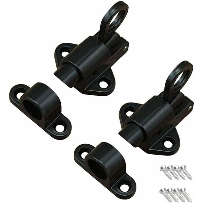 2 boulons de porte à ressort PCS, serrures de boulon de porte, verrouillage de loquet pour porte interne, boulons de verrou à ressort avec 8 vis,