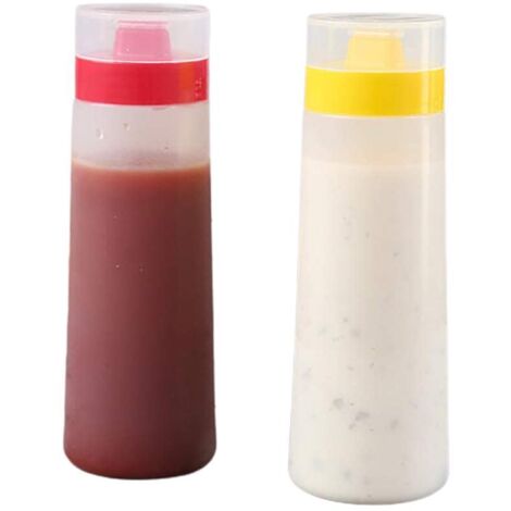 2 Bouteilles de Sauce à Pression Poreuses, Récipients Étanches pour Ketchup, Moutarde et Huile d'Olive