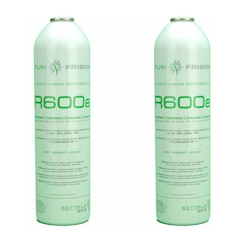 2 bouteilles de gaz réfrigérant R600 420gr Isobutane