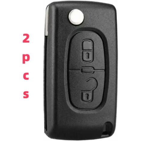 2 Boutons Coque Clé Compatible CE0523 clé à Rabat Pliable pour Peugeot 207 307 308 407 408 3008 5008 Citroen C2 C3 C4 C5 C6 C8 (2 Boutons, CE0523)