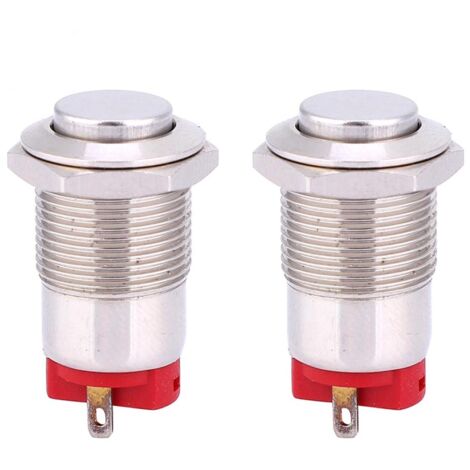 2 Boutons-Poussoirs Métalliques Étanches 12mm, Interrupteurs 2 Broches à Verrouillage pour Circuits Électroniques