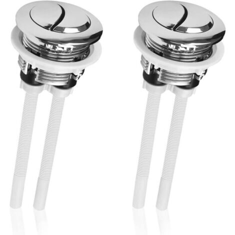 2 Boutons Poussoirs WC Double Chasse Réglable – Lot de 2 Accessoires Salle de Bain en Plastique Renforcé, Compatible Tous Modèles