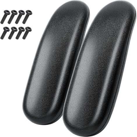 2 braccioli universali di ricambio per sedia da ufficio, dimensioni 255 x 75 x 40 mm, con viti di montaggio, colore nero.