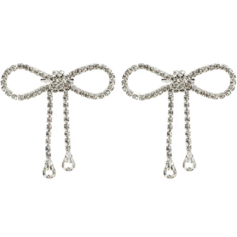 2 Broches à Nœud Strass avec Franges Brillantes pour Tenue Quotidienne, Fêtes et Mariages