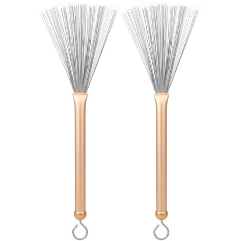 2 Brosses à Tambour Rétractables en Fil d'Acier pour Batterie Jazz, Idéales pour Débutants (Doré)