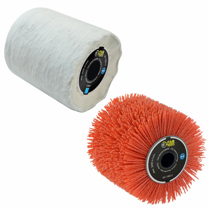 Fartools - Pack de 2 Brosses (nylon abrasif, coton) Ø120x100mm pour rénovateur