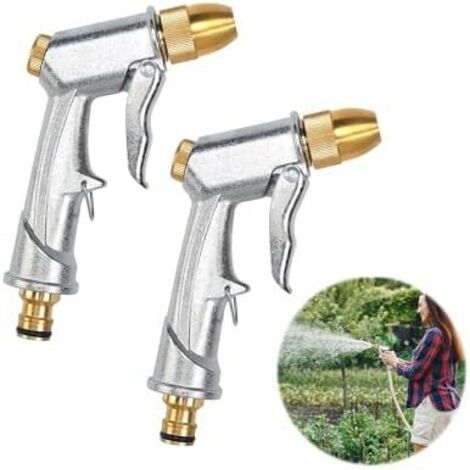 2 buses de tuyau d'arrosage résistantes 100 % résistantes, pistolet pulvérisateur, à eau jardin, pulvérisateur en métal, pour lavage voiture et animaux domestiques, irrigation Pièces. -