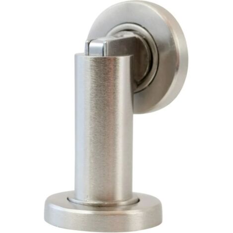 2 butées de porte magnétiques en matériaux aspect acier inoxydable pour montage au sol et au mur
