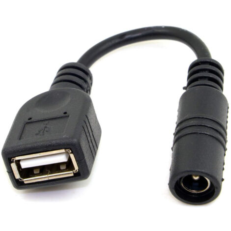 2 Câble adaptateur de charge USB femelle 5 V vers prise jack 5,5 2,1 mm pour téléphone portable et tablette
