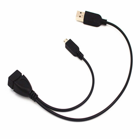 2 câbles adaptateur Micro-USB vers USB femelle OTG avec port alimentation pour appareils OTG
