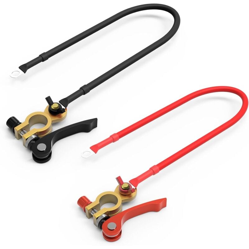 2 Câbles de Batterie 25mm2 Câble de Batterie 1m,Cuivre Pur et Batterie Bornes de Batterie Connecteurs de Batterie pour Onduleur, Moto, Voiture,