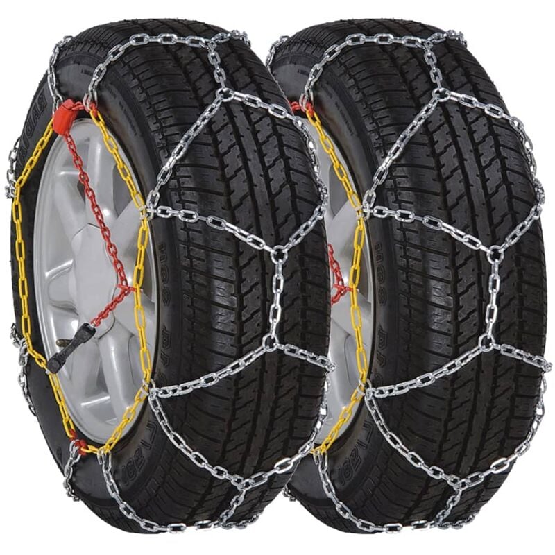 

vidaXL Cadenas de Nieve para Neumáticos Automóvil Coche 2 Unidades 12 mm KN 100 - Plateado