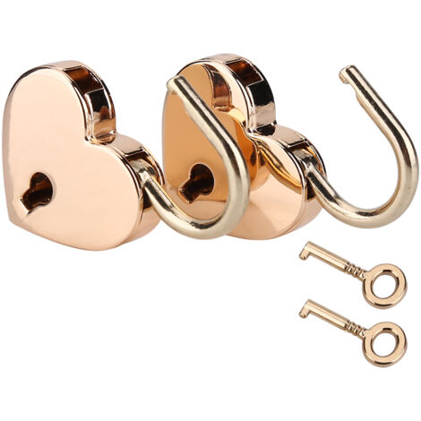 2 cadenas en forme de cœur avec clé squelette pour valise, journal ou boîte à bijoux