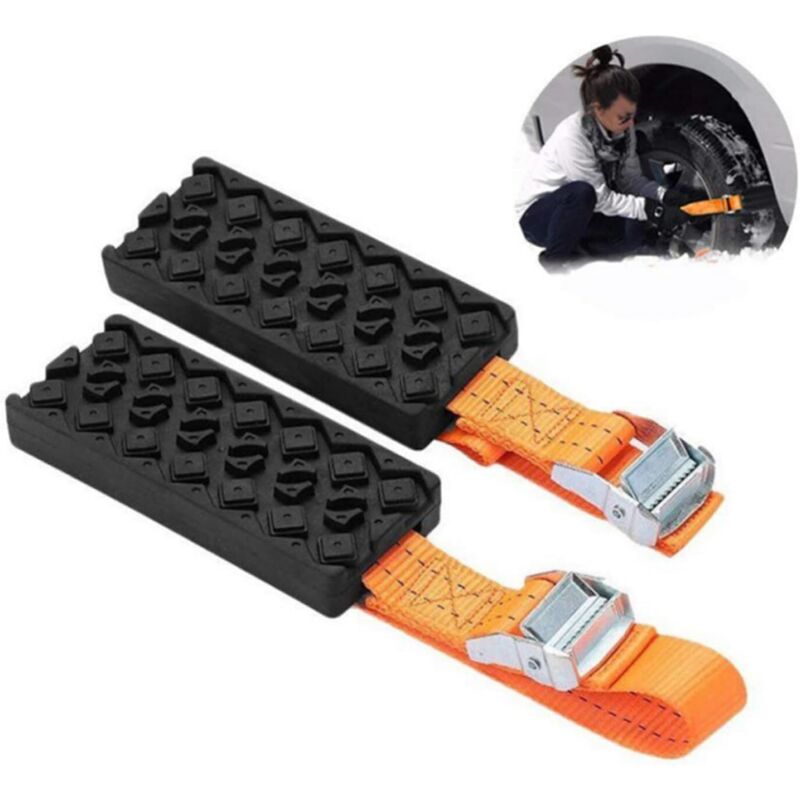 2 cadenas para neumáticos de ruedas, ayuda a la tracción, alfombrilla de ayuda para arranque, hojas de arena para vehículos todoterreno, RV,