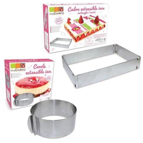 2 cadres pâtisserie extensibles - cercle & rectangle