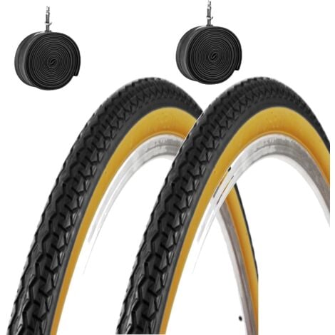 ECOVELO 2 CAMERE d'Aria + 2 COPERTONI Nero para per Bici Bicicletta Olanda 26 X 1 3/8 (37-590)