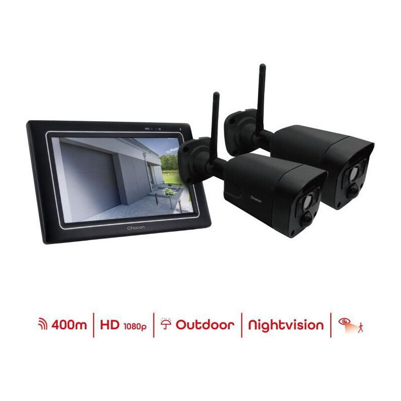Chacon - Kit 2 caméras Sans fil - Ecran tactile ip