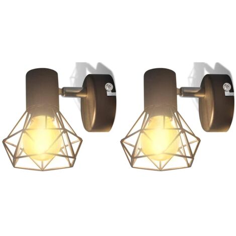 Lámpara de pared alambre industrial negro bombilla LED