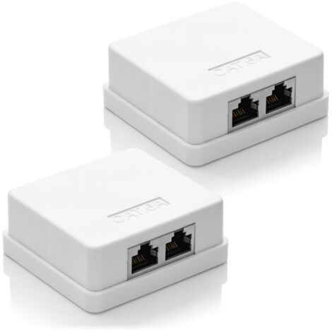 2 CAT 6a network ports, 2 RJ45 FTP ports, 10 Gigabit Ethernet LAN shielded wall mount cable, white