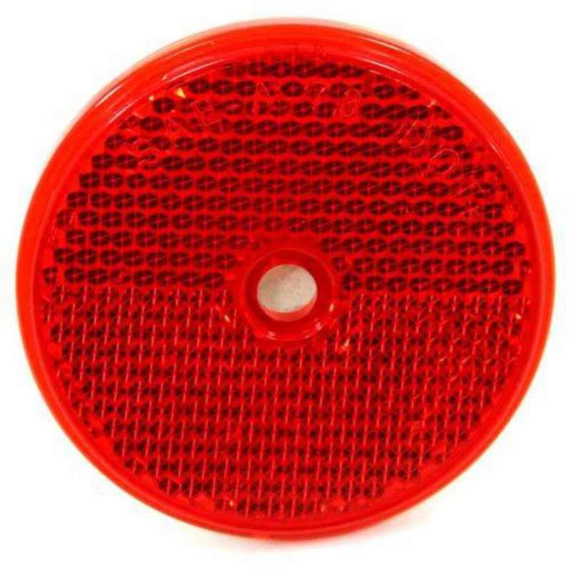 Image of Stickerslab - 2 Catadiottri adesivi catarifrangenti a cerchio con/senza foro al centro in 3 colori Colore - Rosso, Modello - Adesivo con foro vite al