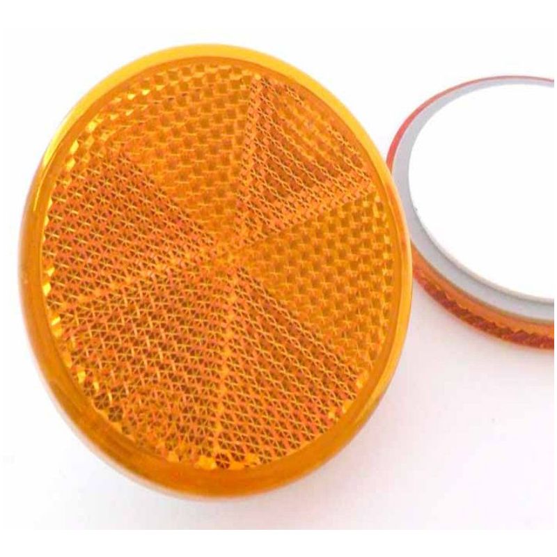 Image of Stickerslab - 2 Catadiottri adesivi catarifrangenti a cerchio con/senza foro al centro in 3 colori Colore - Arancione, Modello - Adesivo senza foro