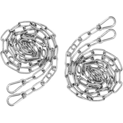 2 catene in acciaio inossidabile da 3 mm x 2 m + 4 catene di estensione con moschettone per appendere l'amaca multifunzionale con catena di ancoraggio - Totale 4 metri